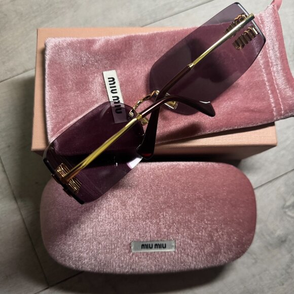 Viral Miu Miu Pink Purple Rimless Sunglasses